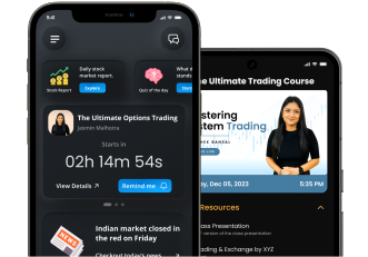 Mobile trading app interface showing a course preview